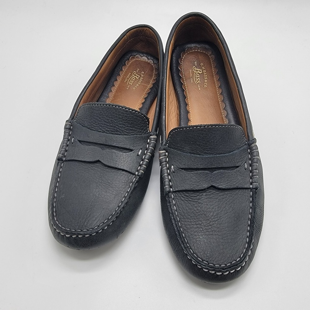 G.H. Bass & Co Weejuns Penny Loafers Women's 7.5 Black Leather Soles EUC